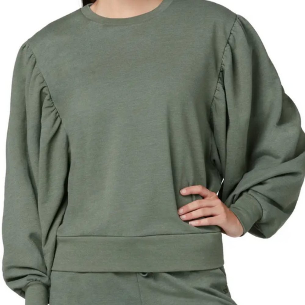 Joe's Olwyn Puff Sleeve Sweatshirt In Duck Green Olive NWT